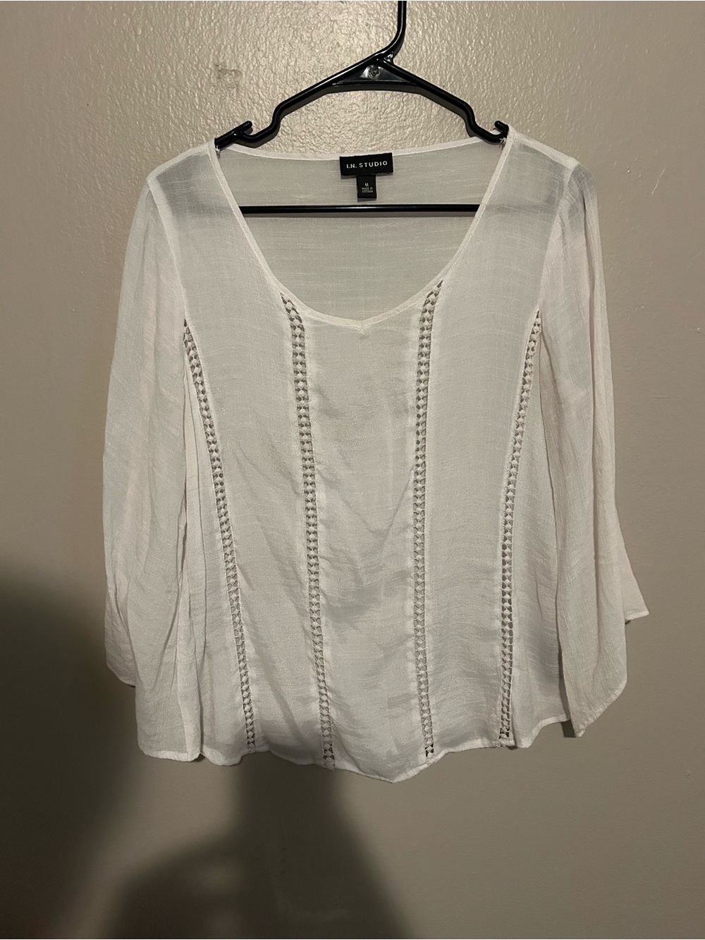 White cotton long sleeve blouse